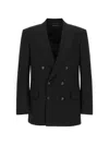 Tom Ford Satin Blazer Double Breasted Peak Lapels In Black