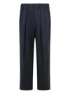 Tom Ford Wool Trousers With Pleated Front And Pinstripe Pattern In Blue