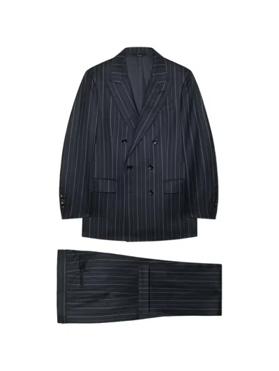 Tom Ford Pinstripe-pattern Double-breasted Suit In Blue