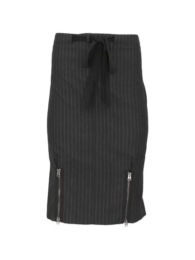 Tom Ford Pinstripe-pattern Zip-detail Midi Skirt In Gray