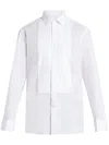 Tom Ford White Cotton Tuxedo Shirt With Pleated Plastron In 白色