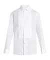 Tom Ford White Cotton Tuxedo Shirt With Pleated Plastron In White
