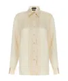 Tom Ford Silk Shirt With Pleated Detail And Pointed Collar In Pink