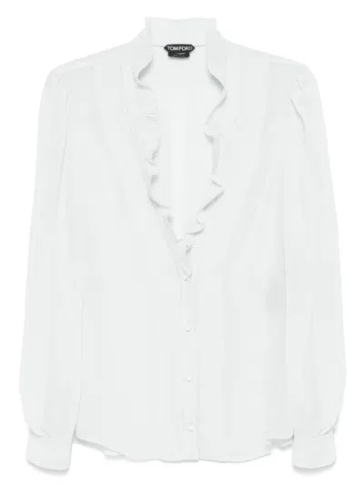 Tom Ford Pintuck-detailed Blouse In Green