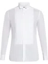 Tom Ford White Cotton Tuxedo Shirt With Pleated Plastron In White