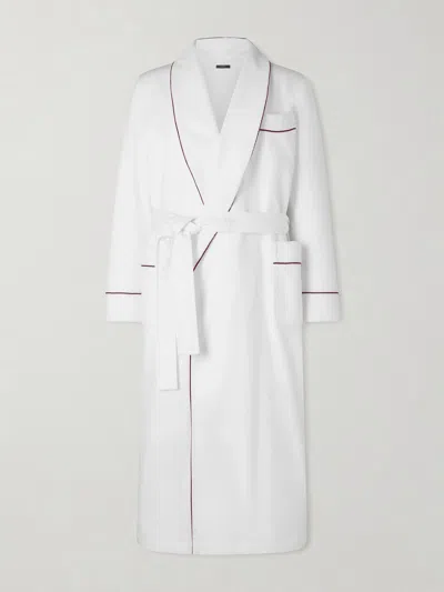 Tom Ford Piped Silk Robe In White