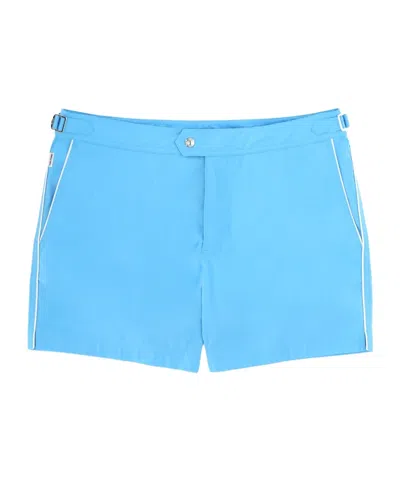 Tom Ford Piped-trim Straight Hem Swim Shorts In Blue