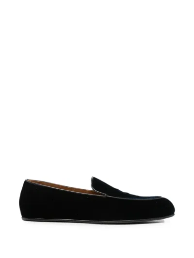 Tom Ford Piped Velvet Loafers In Blue