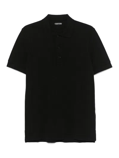 Tom Ford Piqu Polo In Black