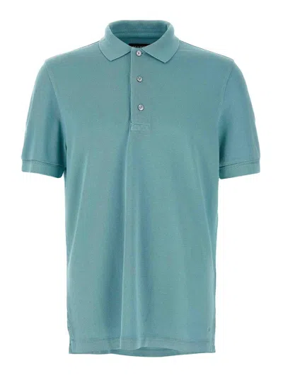 Tom Ford Piqu Polo Shirt In Light Blue