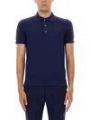 Tom Ford Blue Polo T-shirt With Embroidered Tone On Tone Logo In Cotton Man