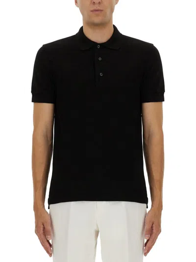 Tom Ford Pique Polo In Black