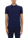 Tom Ford Blue Polo T-shirt With Embroidered Tone On Tone Logo In Cotton Man In Blue