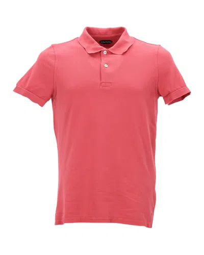 Tom Ford Pique Polo In Peach Cotton In Orange