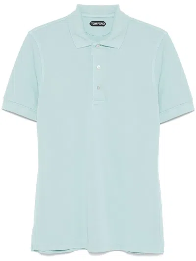 Tom Ford Piqué Polo Shirt In Blue