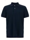 Tom Ford Textured Finish Navy Polo With Front Button Placket In Blue