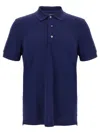 Tom Ford Blue Polo T-shirt With Embroidered Tone On Tone Logo In Cotton Man In Blue