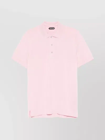 Tom Ford Pique Polo Shirt Ss Lyocell In Pink