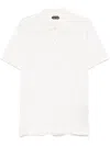 Tom Ford Textured White Pique Polo With Collared Neckline In White