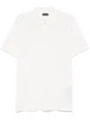 Tom Ford Textured White Pique Polo With Collared Neckline In White