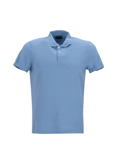 Pre-owned Tom Ford Piqué Short-sleeve Polo Shirt In Blue