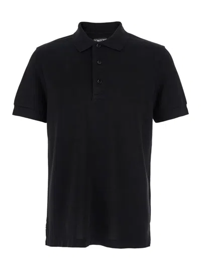 TOM FORD BLACK POLO SHIRT WITH CLASSIC COLLAR IN COTTON BLEND MAN