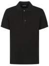Tom Ford Black Short-sleeves Polo In Cotton Piquet Jersey In Black