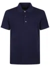 Tom Ford Textured Finish Navy Polo With Front Button Placket In Blue