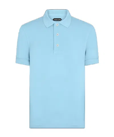 Tom Ford Piquet Polo In Blue