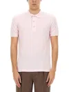 Tom Ford Classic Piquet Polo With Three-button Placket In Pink