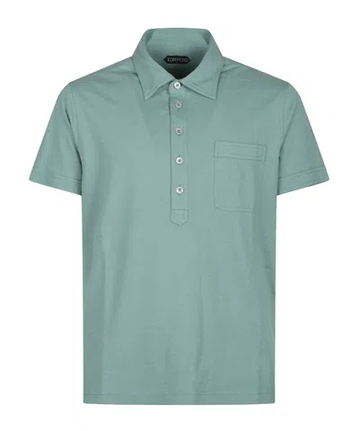 Tom Ford Piquet Polo Shirt In Blue