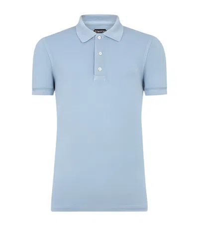 Tom Ford Piquet Polo Shirt In Blue