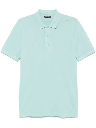 Tom Ford Piquet Polo Shirt In Blue