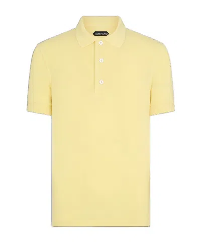 Tom Ford Piquet Polo In Yellow