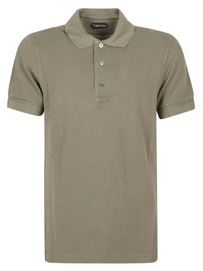 Tom Ford Classic Pique Polo With Tailored Fit In Green
