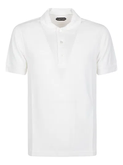 Tom Ford Piquet Short Sleeve Polo Shirt In White