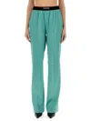 Tom Ford Jacquard-trimmed Stretch-silk Satin Wide-leg Pants