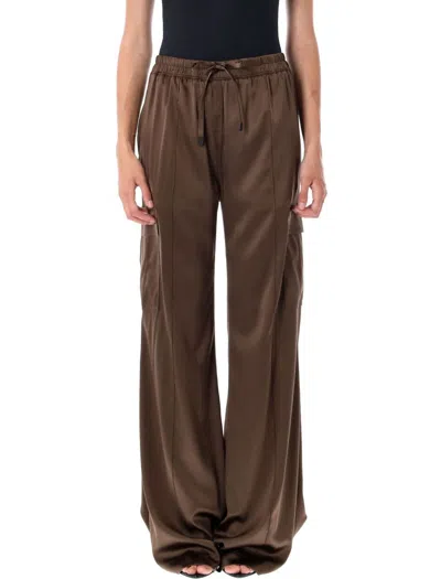 Tom Ford Silk Satin Cargo Pant With Drawstring Waist In Brown
