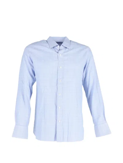 Pre-owned Tom Ford Plaid-check Long-sleeved Shirt In Blue
