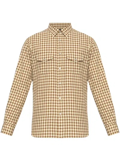 Tom Ford Plaid Check Pattern Shirt In Neutrals