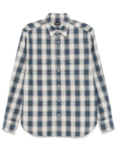 Tom Ford Plaid-check Shirt In Blue