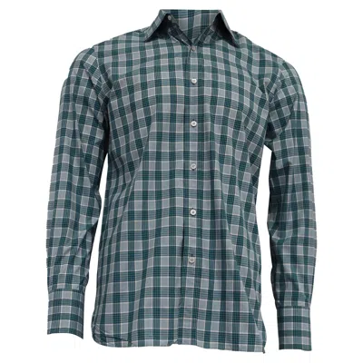 Tom Ford Plaid Long Sleeve Shirt In Turquoise Cotton In Multi