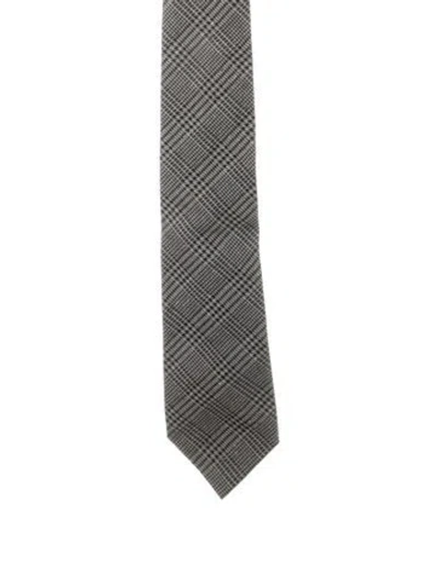 Pre-owned Tom Ford Plaid Patterned Silk Neck Tie In Gray