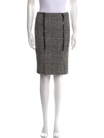 Pre-owned Tom Ford Plaid Print Knee-length Skirt In Black