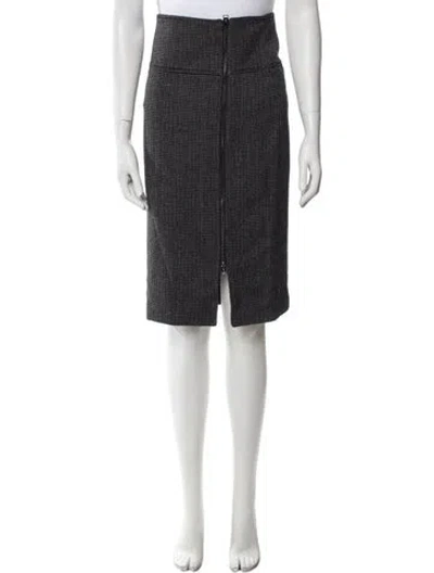 Pre-owned Tom Ford Plaid Print Knee-length Skirt In Gray