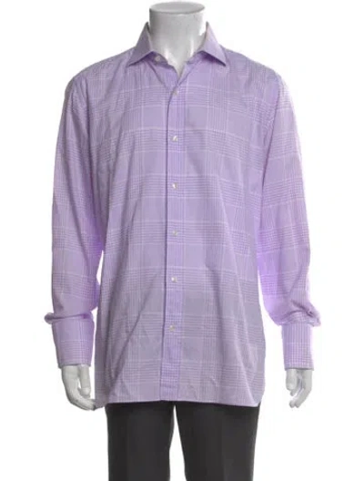 Pre-owned Tom Ford Plaid Print Long Sleeve Dress Shirt In Purple