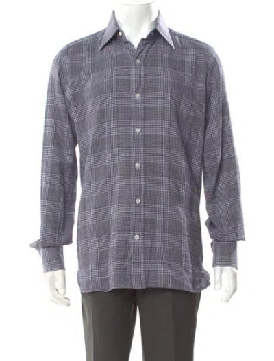 Pre-owned Tom Ford Plaid Print Long Sleeve Shirt In Black