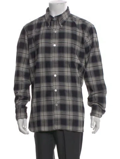 Pre-owned Tom Ford Plaid Print Long Sleeve Shirt In Black