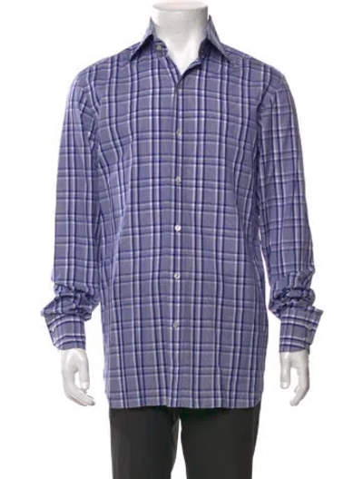 Pre-owned Tom Ford Plaid Print Long Sleeve Shirt In Blue