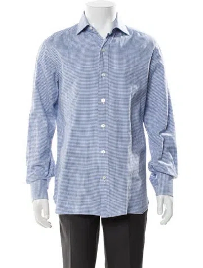 Pre-owned Tom Ford Plaid Print Long Sleeve Shirt In Blue